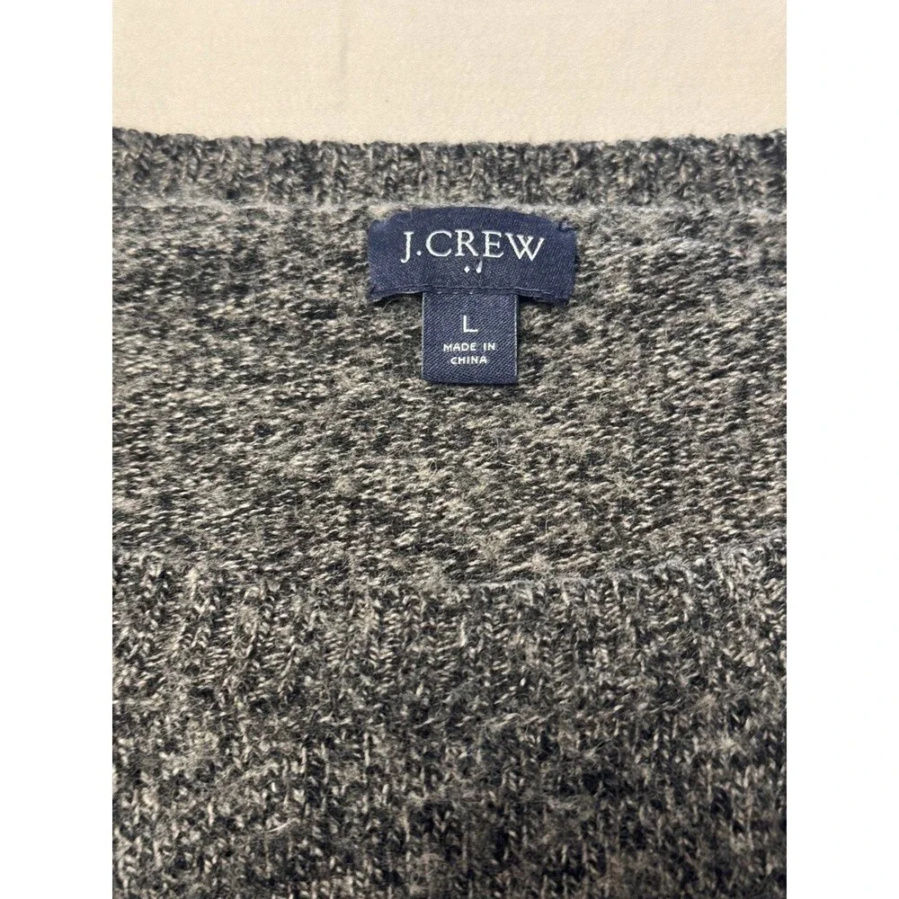 J.Crew Factory Men's Large Marled Charcoal Gray Crewneck Sweater Warm Preppy